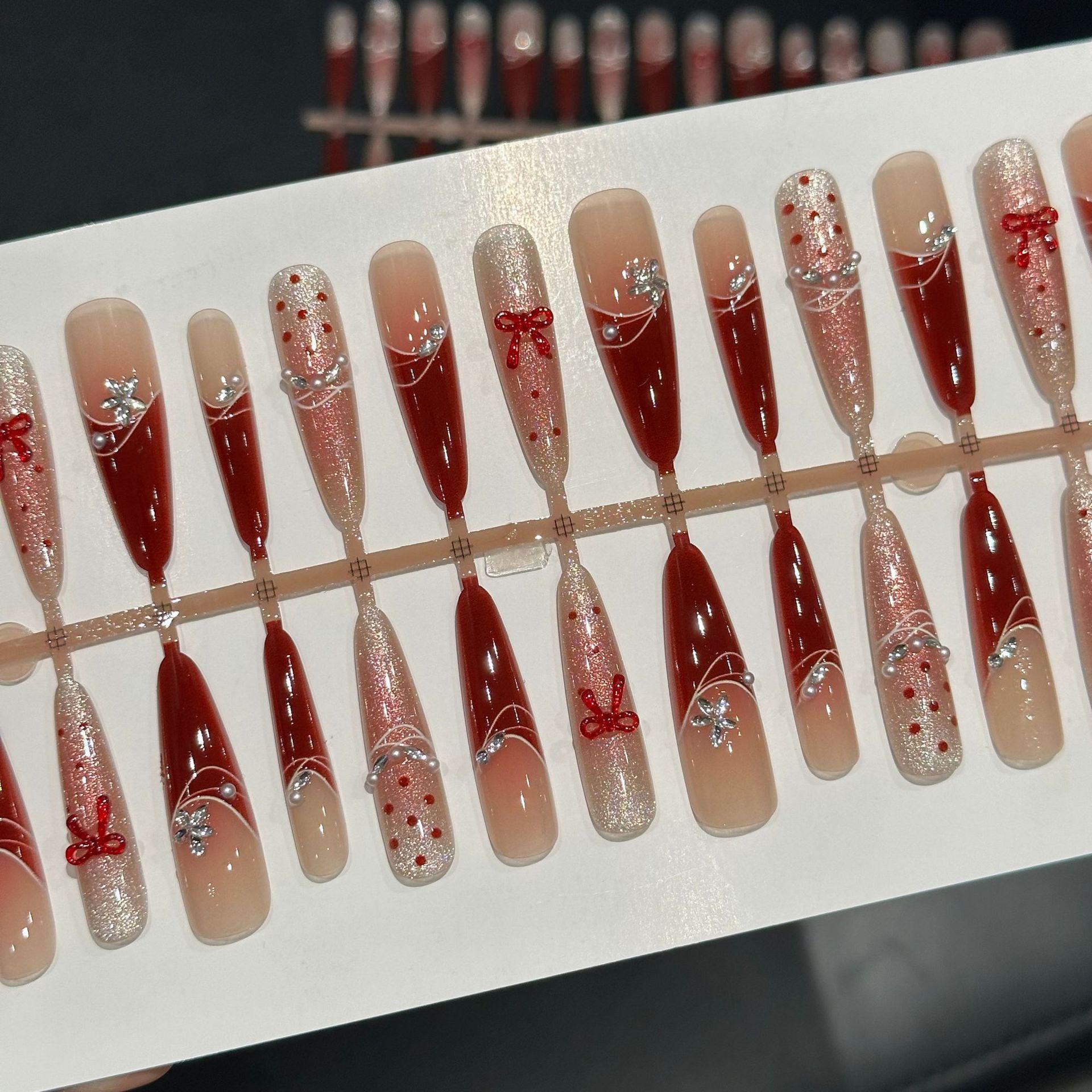 

30-Piece Ballet Dance Cat Eye Nail Tips - High-End Whitening Manicure Stickers Extra Small, Small, Medium