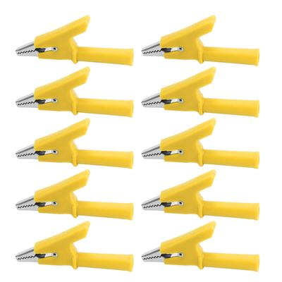 10 Pcs Pince Crocodile Pince de Test Ouverture 10mm 10A avec Douille 4mm Kit d'Accessoires Jaune