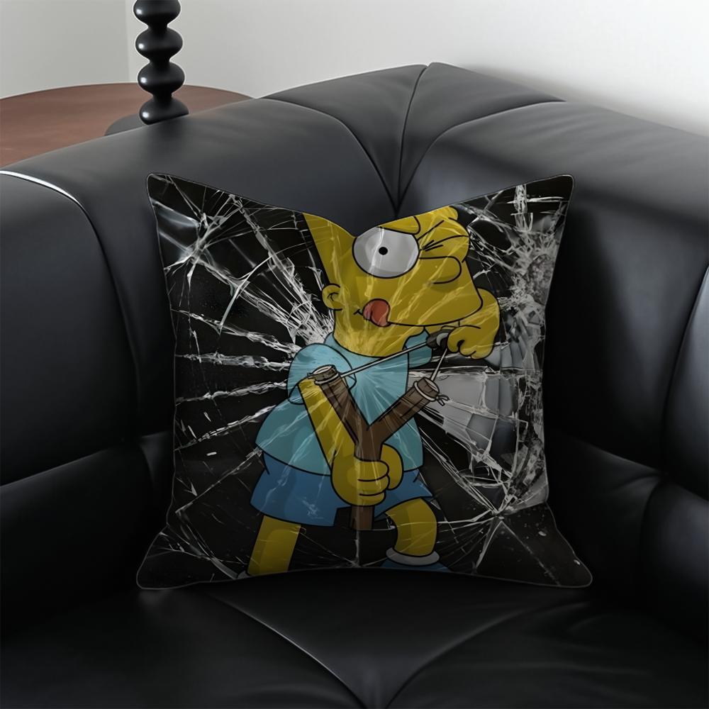 TThe Simpsons Cushion Cover Pillow Case Antidustmite Invisible Zipper Silky Plush Cushion