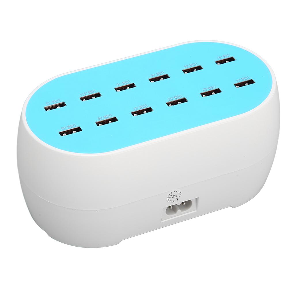 120W 12 Port USB Charging Station Portable Heat Resistant USB Hub Charger 100‑240V UK Plug