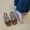 Fashion Summer 2025 New Women Sandals Fashion Thin Heels Party Sandals Mules Shoes Concise Narrow Band Women Slippers Sandalias De Mujer