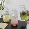 Retro-Wasserkaraffe und Gläserset Hitzebeständig 540ml Saftkrug mit 145ml Becher geprägtes Glas Teekanne Tassenset für Saft Eistee Wasser