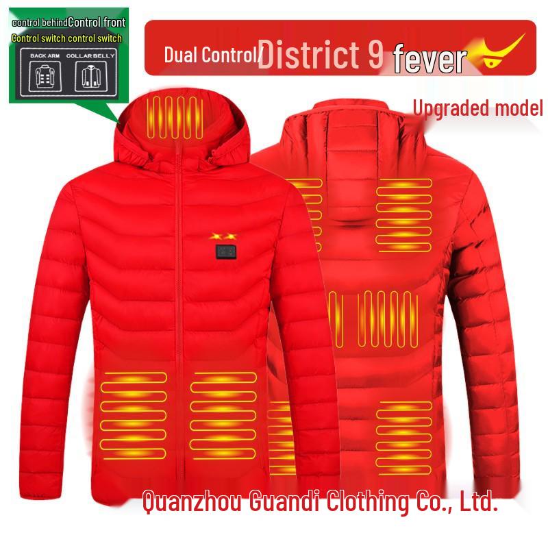 Veste en coton chauffante unisexe avec double contrôle intelligent, chauffage 11 zones, technologie portable, grande taille disponible
