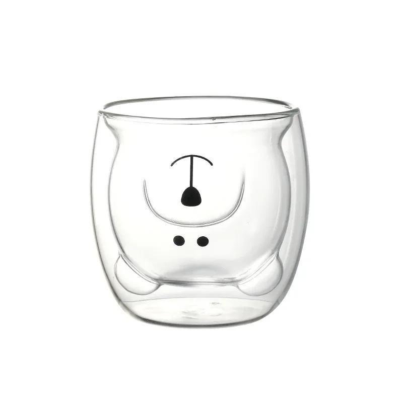 

250 мл Креативная стеклянная чашка из высокого боросиликатного стекла Чашка «Маленький медвежонок» Женская летняя чашка «Кошачья лапка» Креативная чашка для питья с двойными стенками 250ml