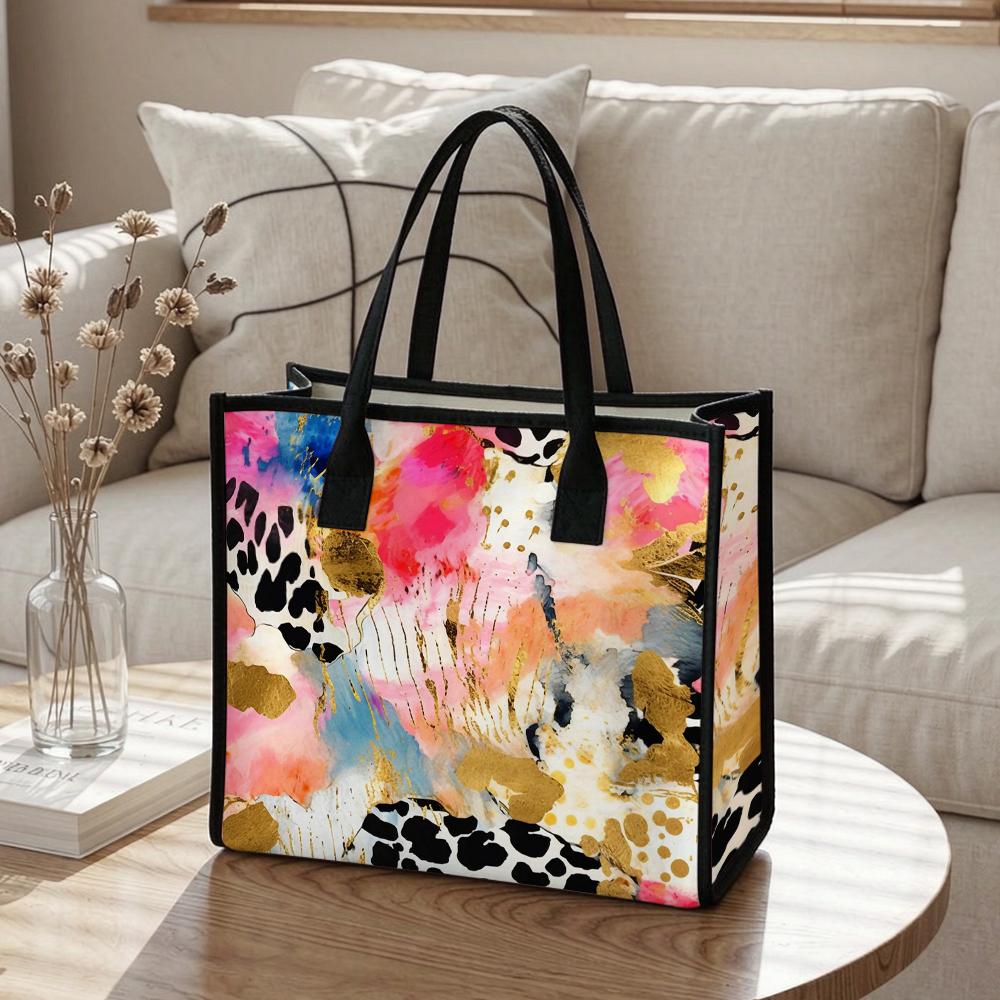 Women Fashion Abstract Pattern Tote Bag Daily Use Casual Portable Handbag for Commute Shopping