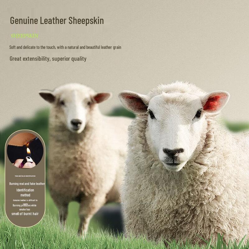 Futhing Men's Genuine Sheepskin Lapel Leather Jacket