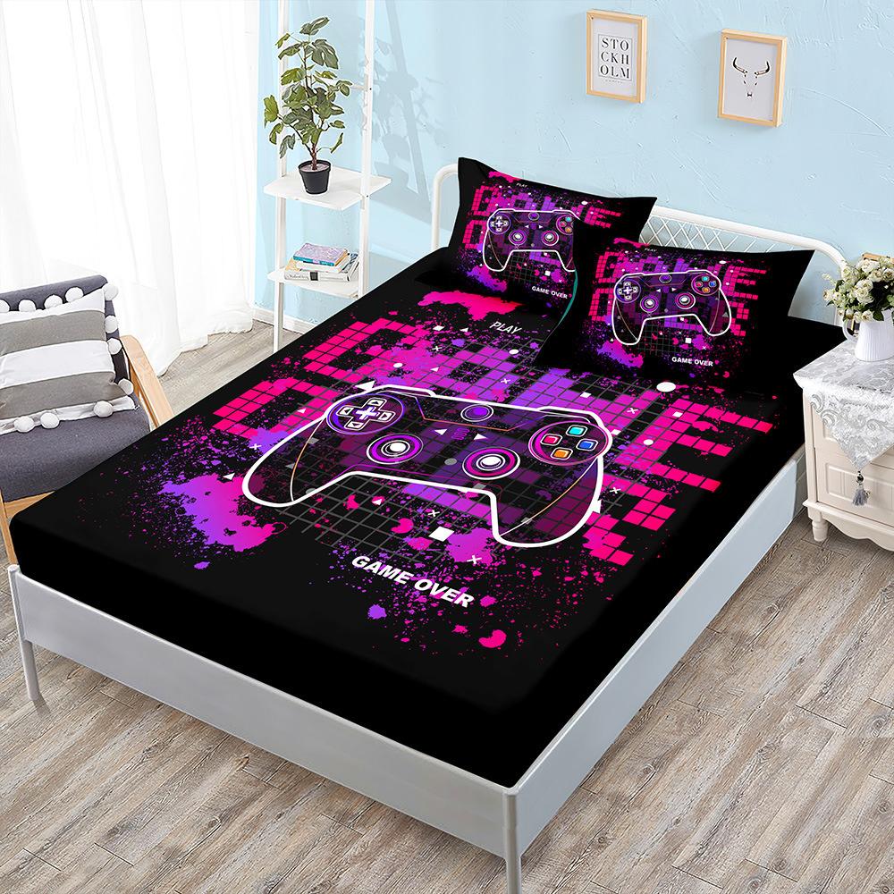 New Gamepad Gaming Sheet Bed Mattress Protector Gamer Bedding Elastic Fitted Sheet Kids Boys Bed Cover Twin Full Queen King Size