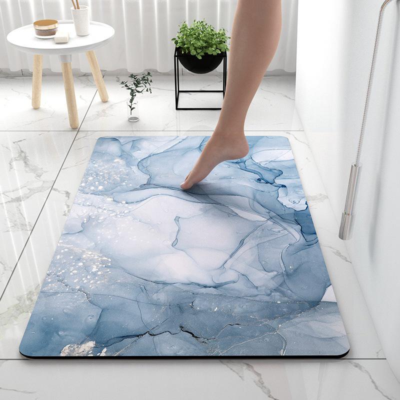 Luxurious Marble Pattern Diatom Mud Bath Mat - Absorbent, Non-Slip, Washable