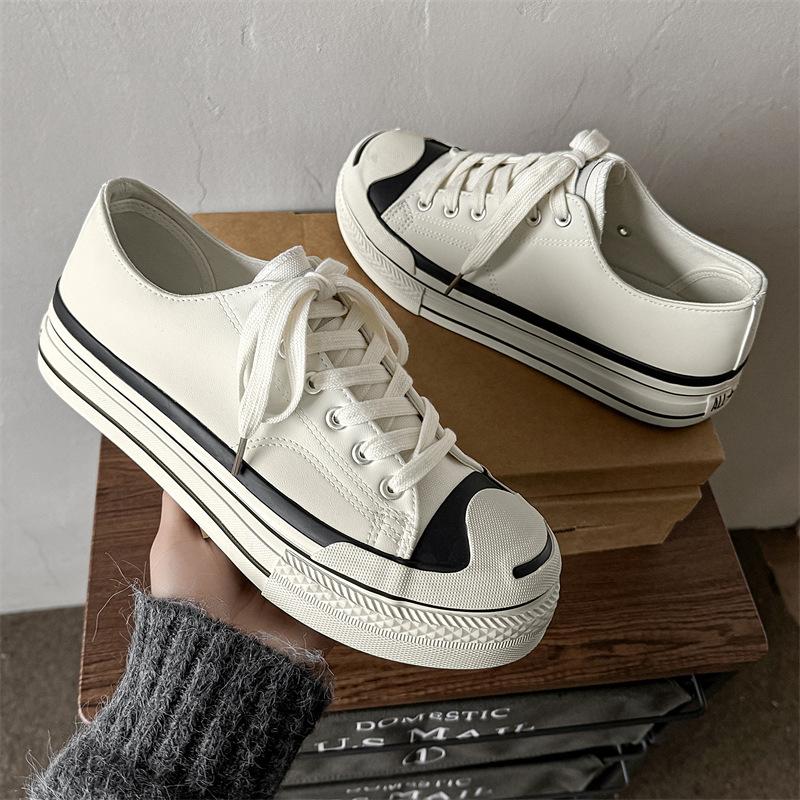 

AFANTING 016b24SS парусиновые кеды с открытой улыбкой, дышащие, вулканизированная обувь на толстой подошве, увеличивающая рост, мужская трендовая обувь 44 бежевый