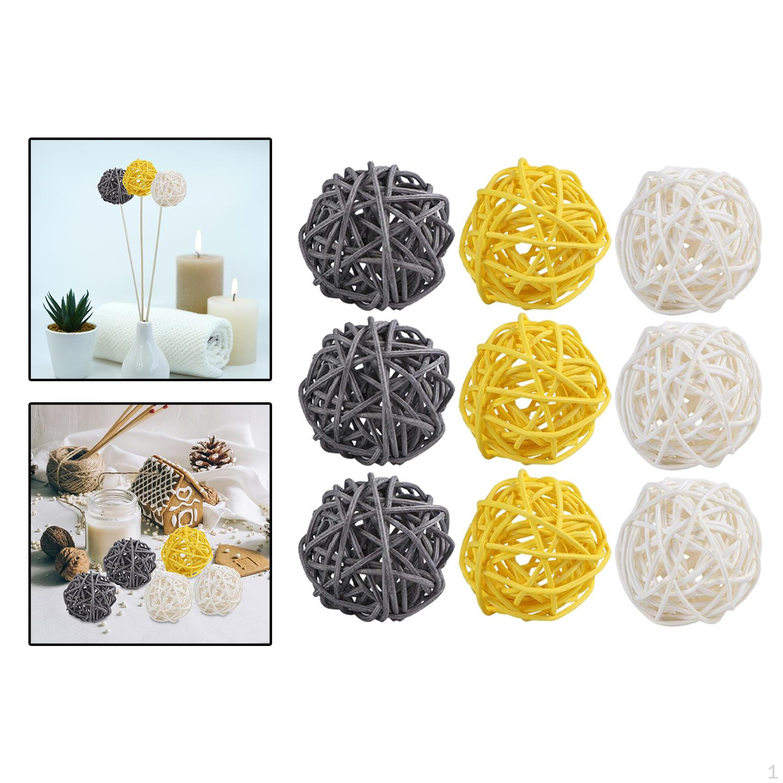 

9 шт. декоративные шарики из ротанга, центральная часть, наполнители для чаш, 6 см, 2,4 дюйма, украшение дома для свадьбы