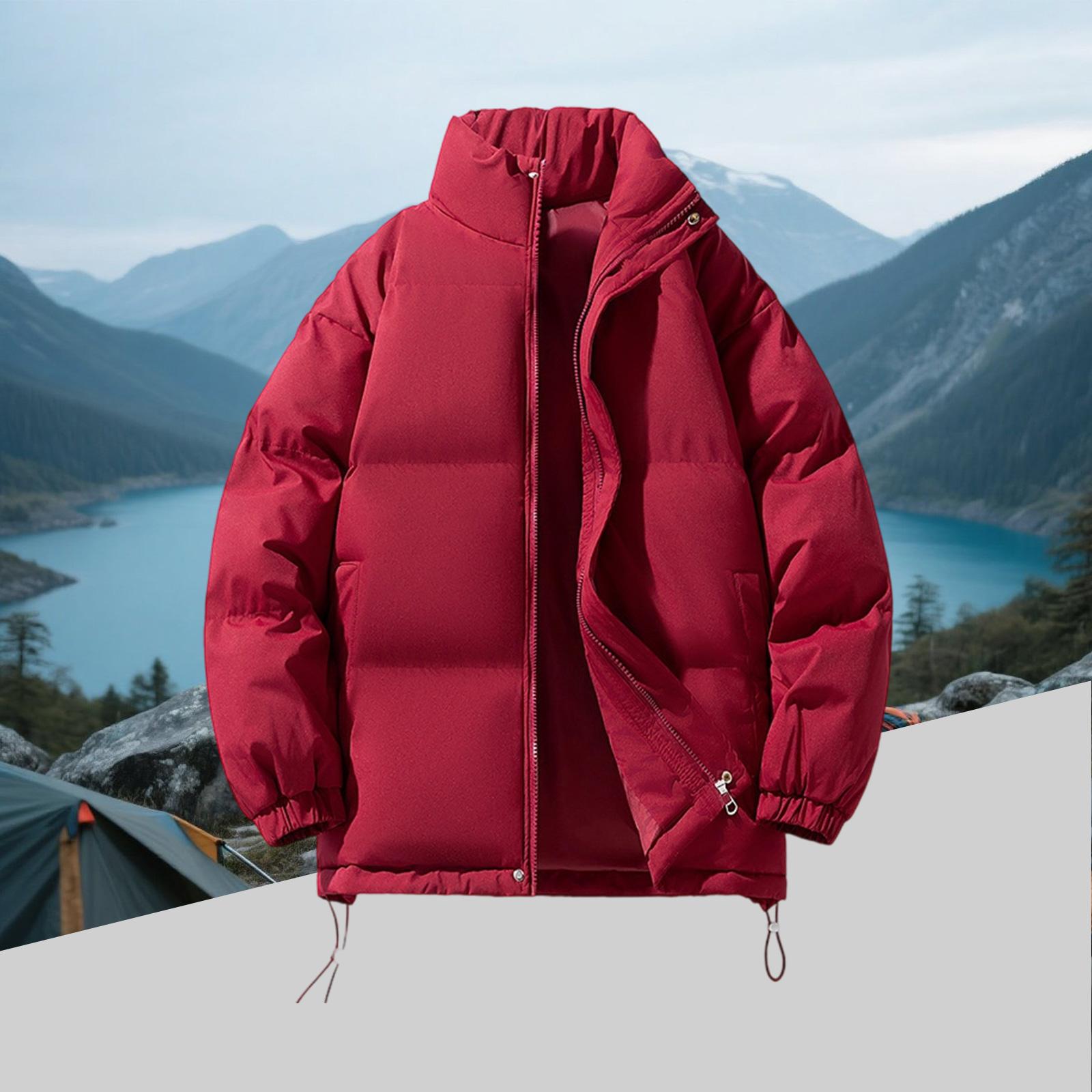 

Men s Fleece-Lined Down Cotton Jacket - Loose Style With Zip Pockets, Warm, Casual & Versatile XL