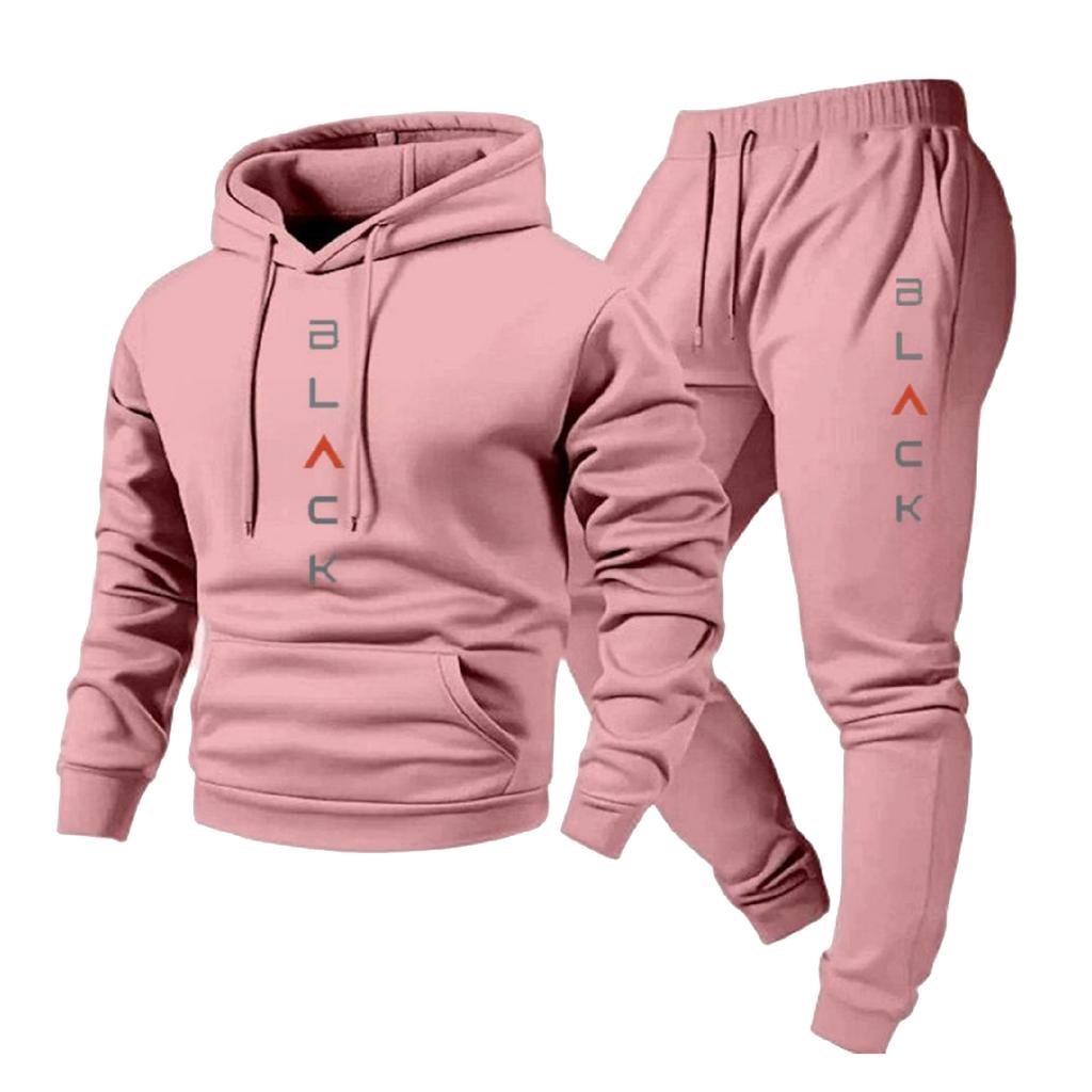 Conjunto de Sudadera Casual para Hombre de Color Sólido con Estampado de Letras, Conjunto de Dos Piezas de Sudadera con Capucha y Cordón y Pantalón de Chándal de Forro Polar para Hombre