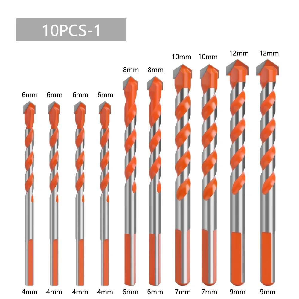 Sada karbidových vrtáků 3-12 mm Rychlé a přesné děrování do betonu, dlaždic, zrcadel, skla, keramiky, legované oceli, vrtáky
