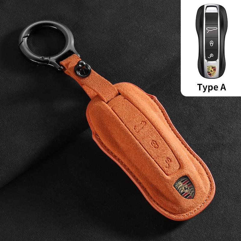 Wildleder Auto Schlüsselhülle Abdeckung für Porsche 718 911 Panamera Cayenne Macan Boxster Cayman Auto Schlüssel Schutzhülle Zubehör