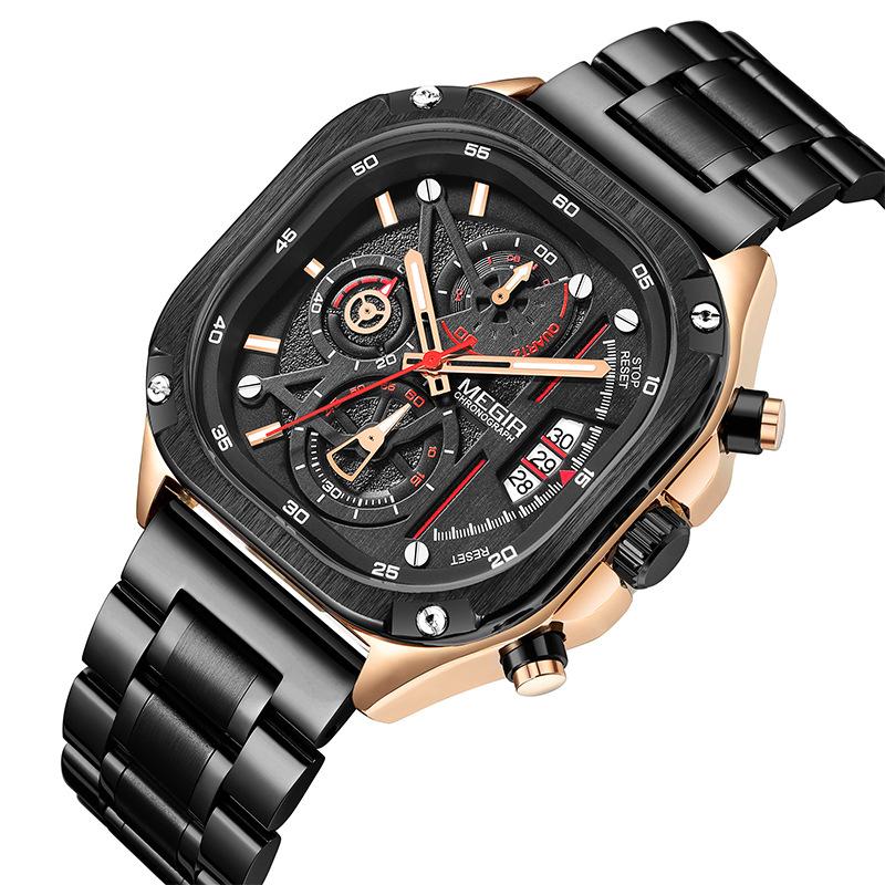 Men'S Watch Six-Pin Multi-Function Chronograph Luminous Calendar Steel Belt 2217