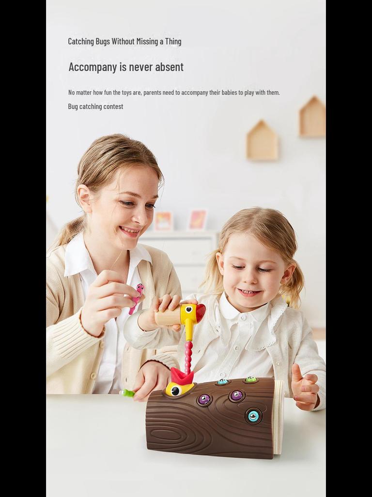 Montessori Wooden Woodpecker Insect Game Educational Toy for Early Childhood Development