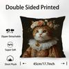 Renaissance Royal Cat Funny Pillow Case Plush Fabric Soft  Pillowcase Double Sided Print Cushion Cover Household Gifts