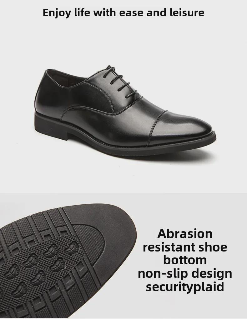 2024 Jaro & Podzim Pánské Velké Velikosti Šněrovací Oxford Kožené Boty - Černé Profesionální Kancelářské Formální