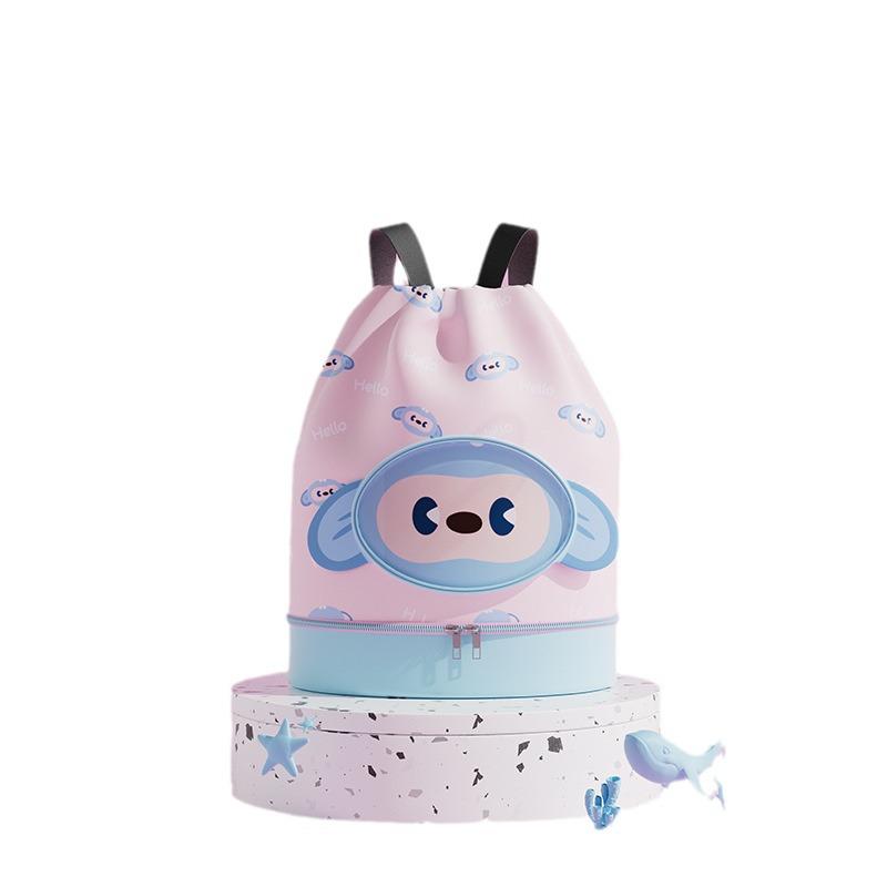 Children's Cartoon Swim Bag with Wet/Dry Shoe Compartment – Ideal for Travel, Beach & Backpack Use