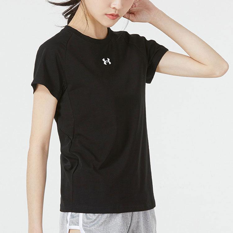 Under Armour Logo Sports Round Neck Comfortable Breathable Casual Short Sleeve T-Shirt Women T-Shirts Black 22500523-001