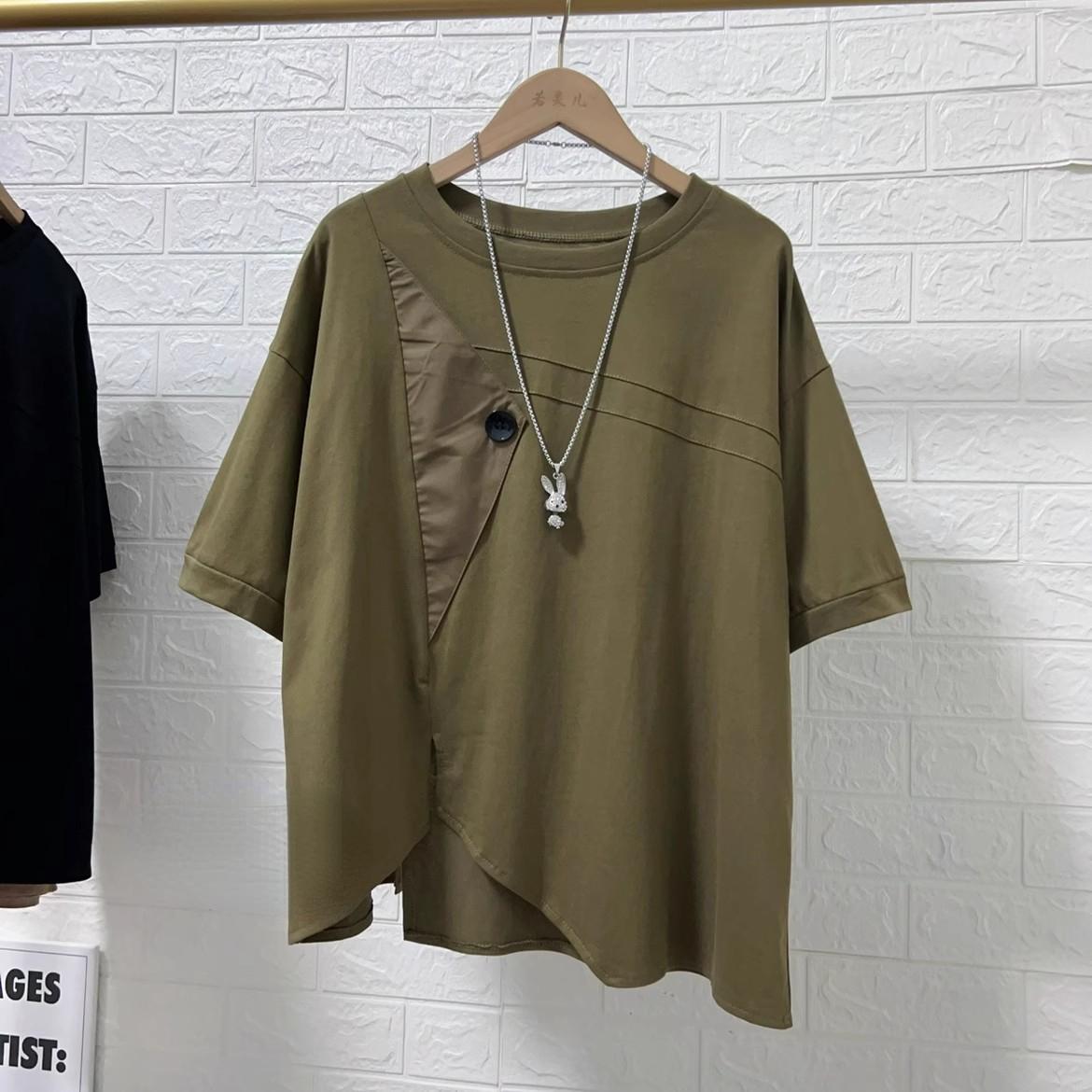 

DIMANAF 2024 женская футболка с пуговицами женские однотонные хлопковые свободные топы с круглым вырезом с короткими рукавами и футболки фиолетового цвета