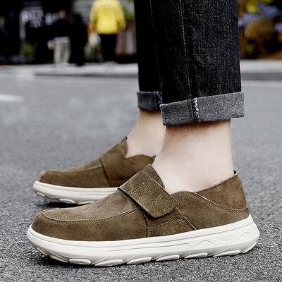 2025 New Large Size Men's Shoes Leather Dude Loafers Trendy Casual Shoes Men's Velcro Lazy Shoes