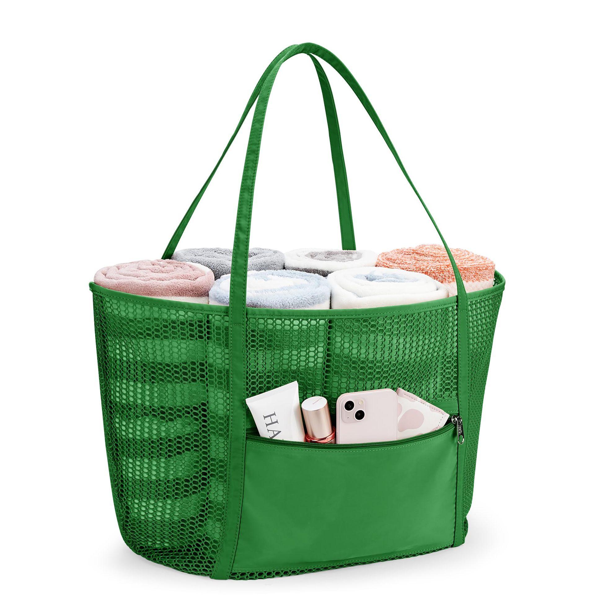 Сетчатая пляжная сумка многофункциональная большой вместимости пляжная пляжная сумка через плечо для путешествий, отпуска, кемпинга, плавания, для семьи One Size