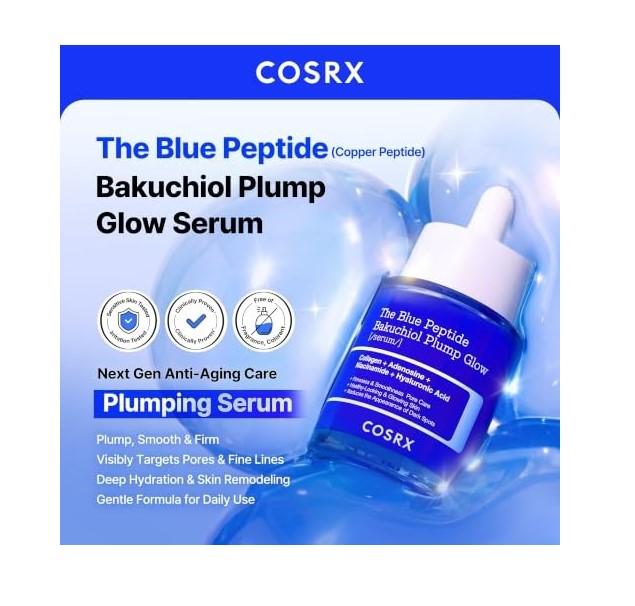 COSRX The Blue Copper Peptide Bakuchiol Cream, GHK-Cu, 5 Multi Peptide Anti-Aging Cream for Face & Body, Lightweight Moisturizer for Plumping Hydratio