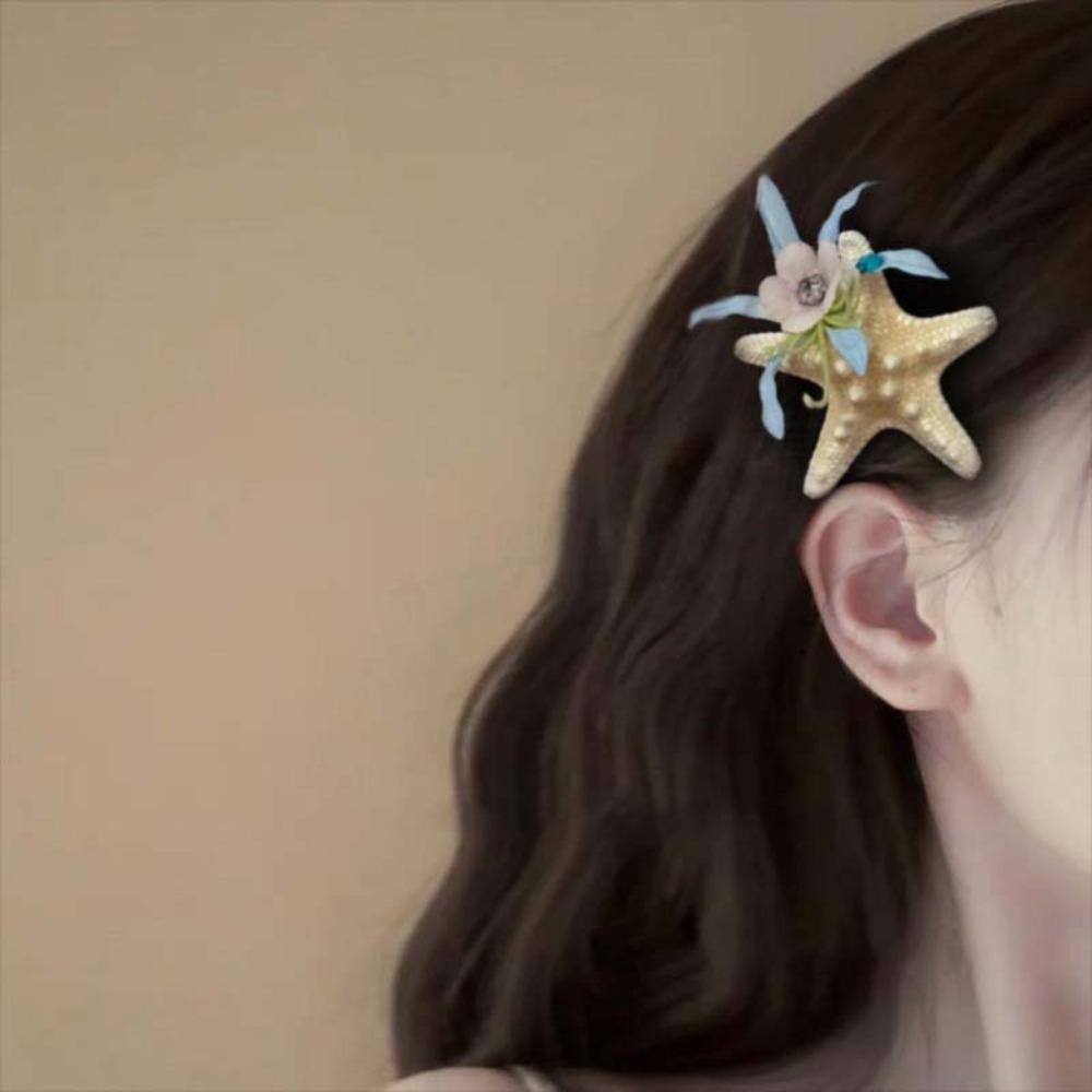 Sweet Orchid Flower Hairpin Korean Style Women Side Clip Starfish Hair Clip Holiday