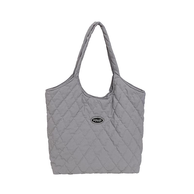 

Korean-Style Women s Large Diamond Lattice Tote Bag серый