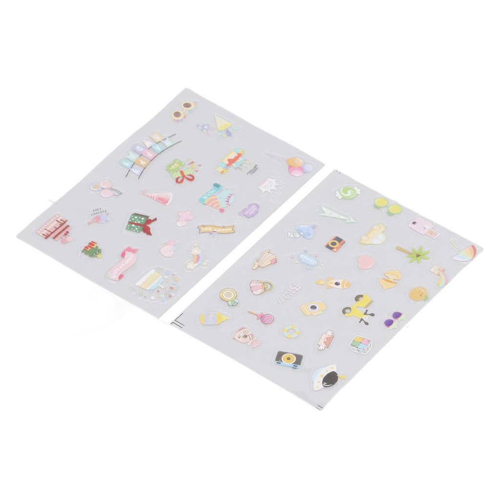 2PCS Decorative Stickers Cute Cartoon Self Adhesive Sticker Colorful PVC Sticker for   Album Planner Scrapbook
