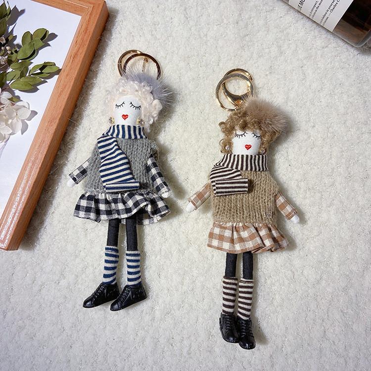 Cute Women Doll Keychain Sweater Dress Bag Pendant Gift Korean Style Durable Cotton Material