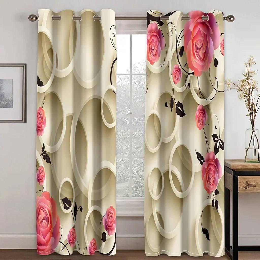 3D Tree Silhouette Abstract Circle FlowerWindow Curtains Blinds For Living Room Bedroom Bathroom Kicthen Office Door Home Decor2