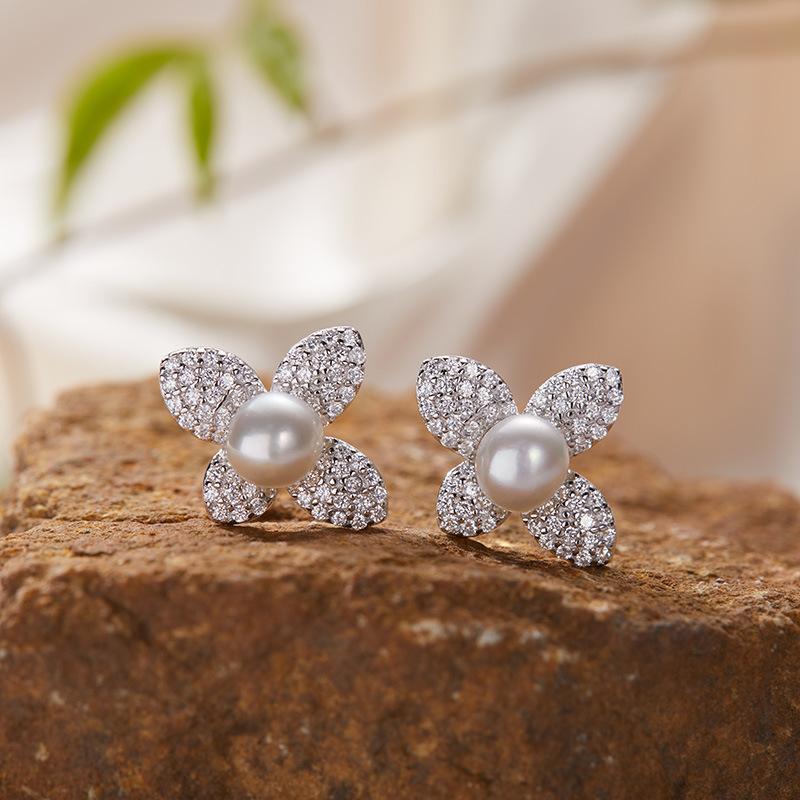 S925 Sterling Silver Natural Colored Treasure Necklace Flower Pendant Women'S Japan And Korea Small Fresh Set Simple And Sweet Collarbone Chain