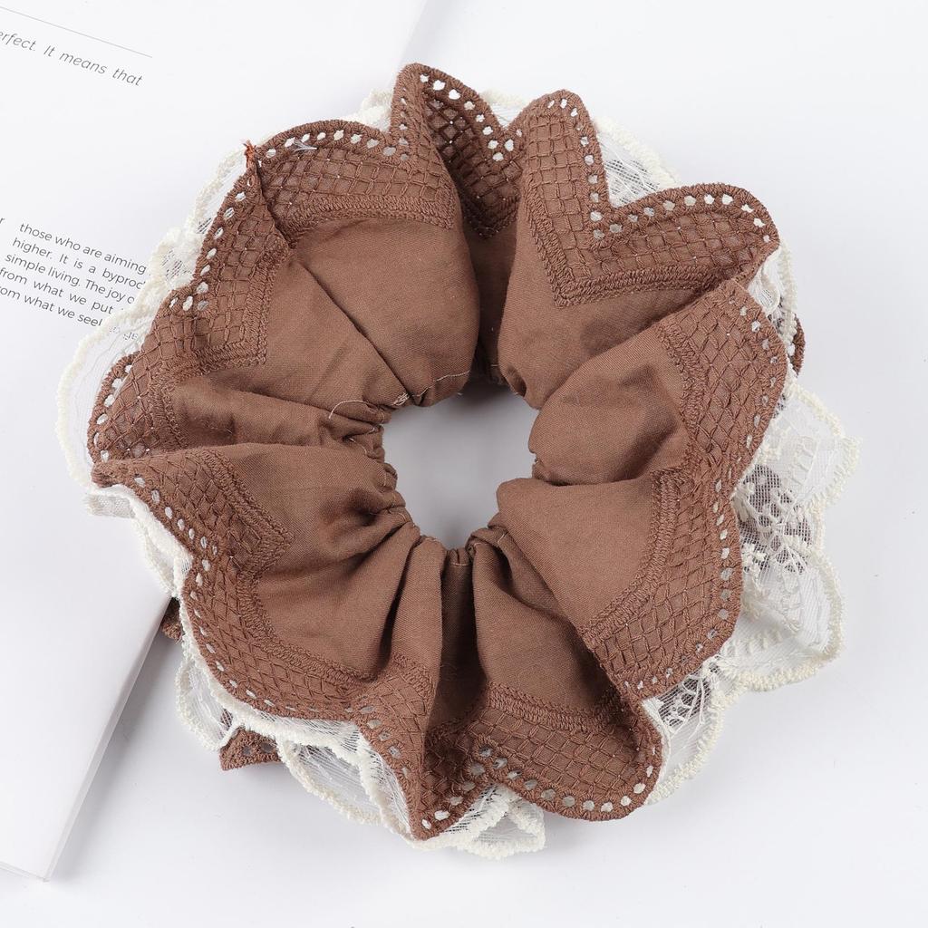 Influencer Double Layer Lace Hair Tie - Simple Large Fabric Hair Accessory with Rubber Band