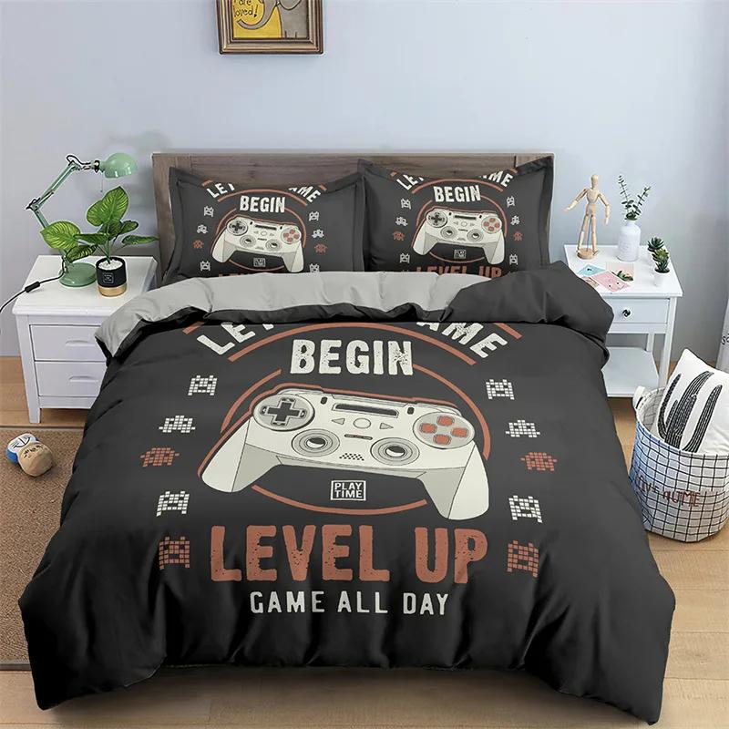 Soft Game Twin Full Queen King Bedding Set Microfiber Gamepad Controller Print Duvet Cover Set Boys Video Games Comforter Cover