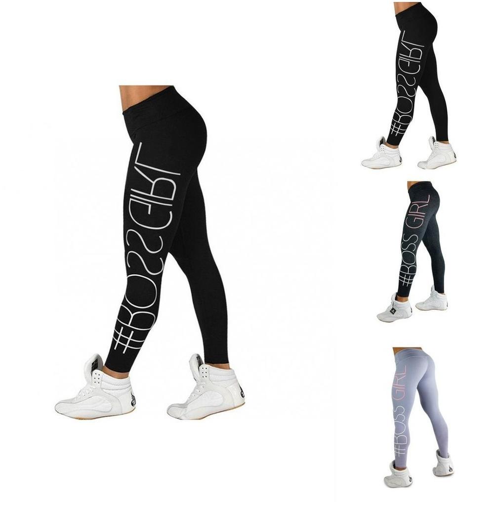 Women Letter Print High Waist Leggings With Stretch And Push Up Design For Fitness And Running