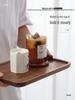 Luxury Black Walnut Tray: Rectangular Solid Wood for Home, Tea, & Water Cups, with Round Plate