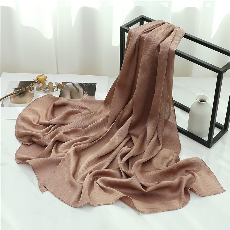 Headscarf Solid color silk scarf Basic versatile scarf Women's smooth crepe travel scarf Xizang travel shawl