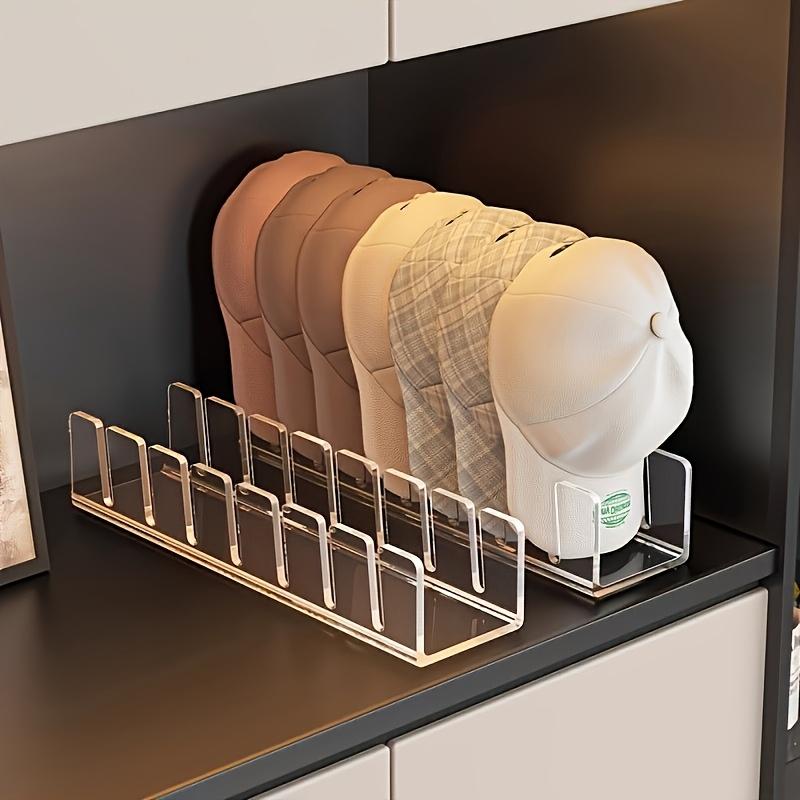 

1-Piece/2-Piece Clear Acrylic Baseball Cap Storage Rack, Durable Hat Hook for Wardrobes and Drawers, Black Plastic Multi-Compartment Storage Solution. 1pc