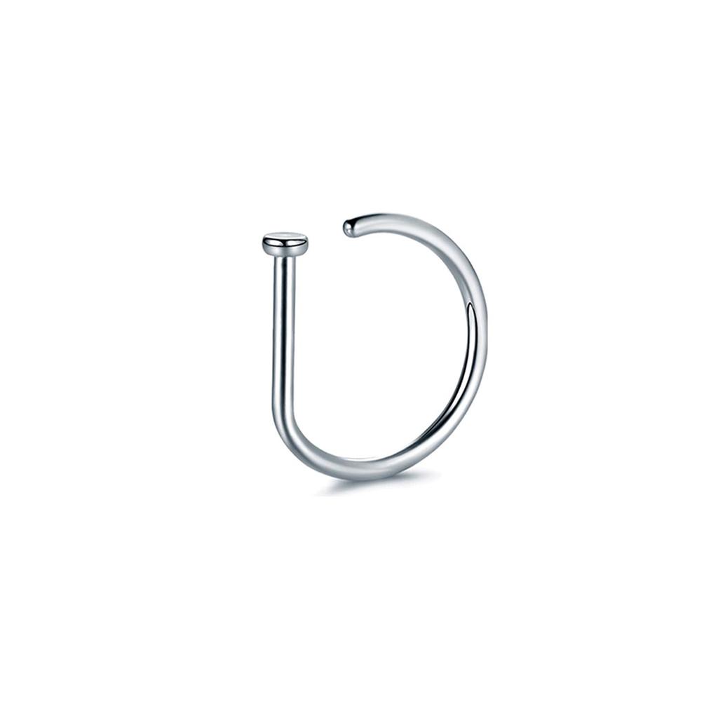 Fake Nose Ring Hoop Lip Labret Ring for Women Non Pierce Hoop Nose Ring Septum Hoop Ring Tragus Rook Ring Non Piercing Jewelry