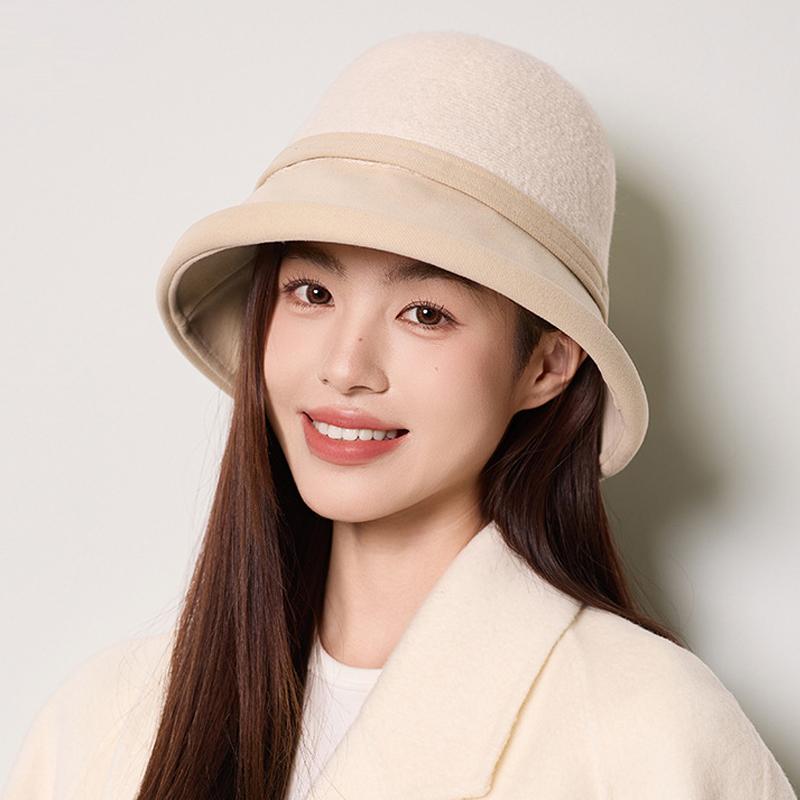 Fisherman Hat Women's Autumn Winter Wool Stitching Warm Hat