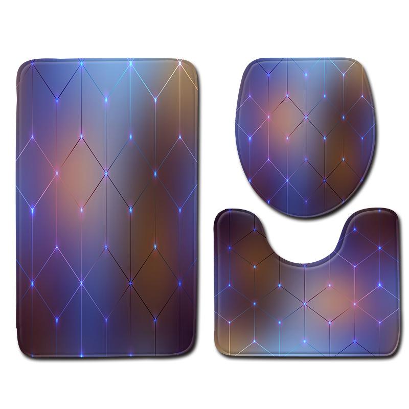 Regenbogen Badezimmerbodenmatte Toilette Dreiteiliges Set