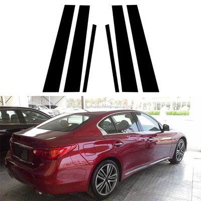 Kolfiber glansiga svarta pelarstolpar för Infiniti Q50 (V37)/Nissan Skyline 2014-2023 Dörr Fönster Trim Cover Stickers Styling