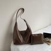 Leather Hobo Bag with Matching Clutch Large Capacity Fashion Shoulder Bag Set