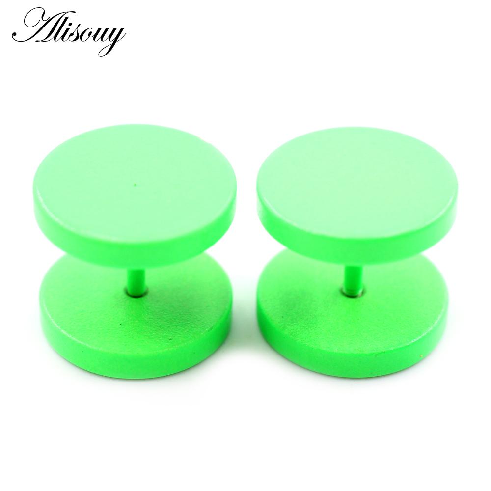 Alisouy 2 Stück 3-14mm Einbrennlack Edelstahl Unisex Herren Damen Hantel Rund Ohrstecker Ohrring Tragus Helix Piercing Schmuck