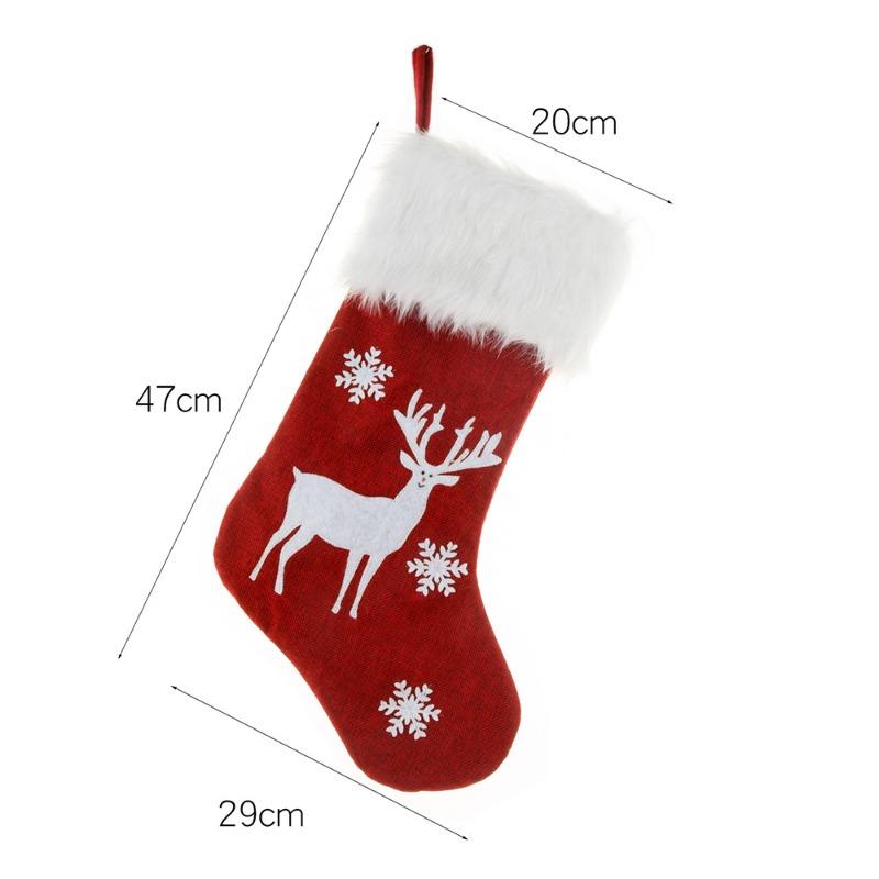 1pcs New Christmas Decorations with Lights Red Hemp Embroidered Christmas Socks, Gift Bags, Luminous Christmas Socks Lights