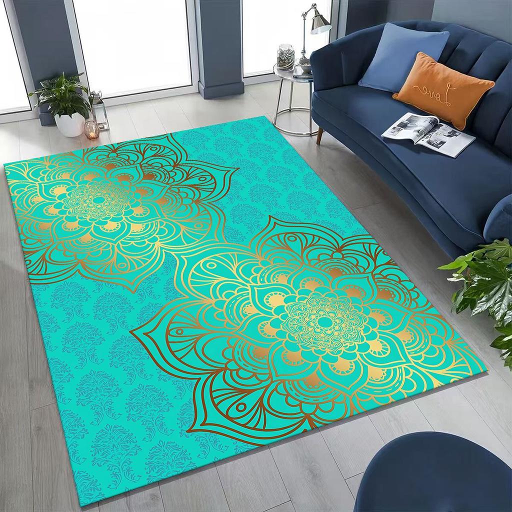 2026 Rainbow Mandala Flower Chakras Yoga Bohemia Art Rug for Bedroom Living Room Sofa Home Doormat Decor,Kid Non-slip Floor Mat