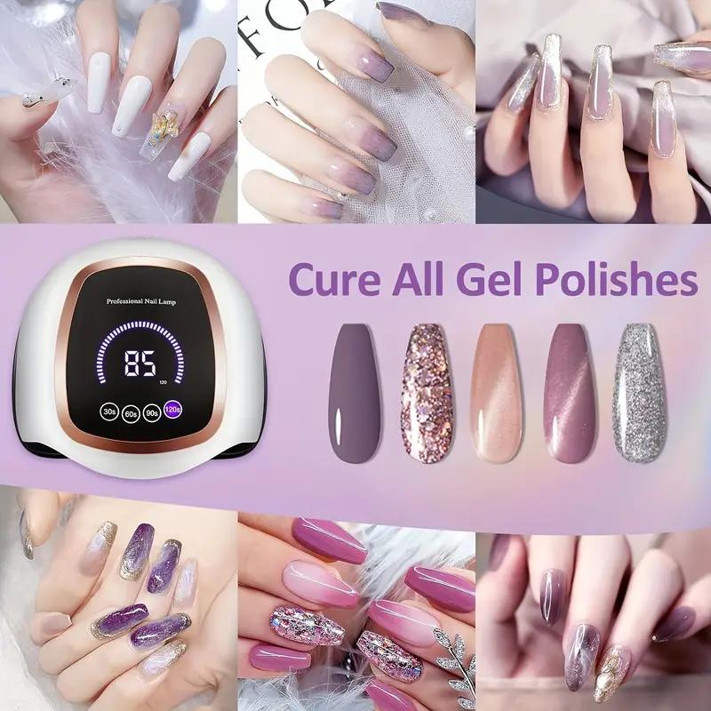 Lampa UV LED do paznokci, suszarka do paznokci z wyświetlaczem LCD, automatycznym czujnikiem i 4 ustawieniami timera, profesjonalny pasek utwardzający 42 koraliki do salonu i domu