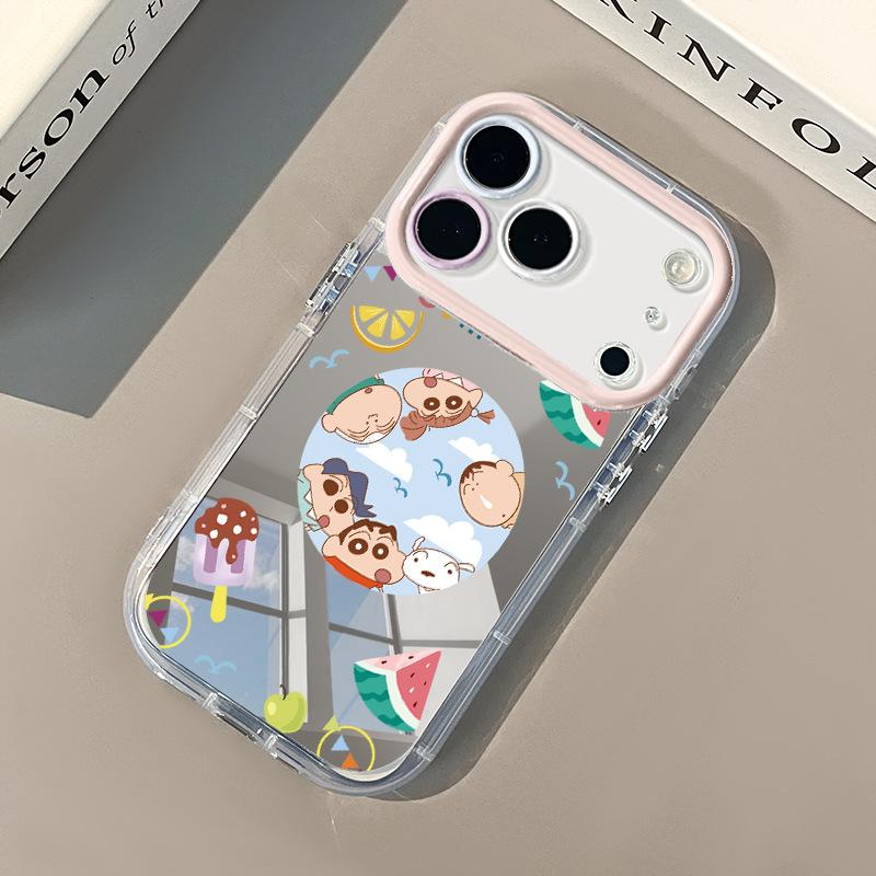 Летний Сяосинь для iPhone17promax кремовый зеркальный чехол для телефона масло 16 совершенно новый 15 мультфильмы 14 Apple 17promax